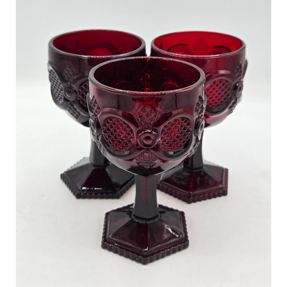 Set of 3‎ Vintage AVON 1876 Cape Cod Ruby Red 6" Goblets